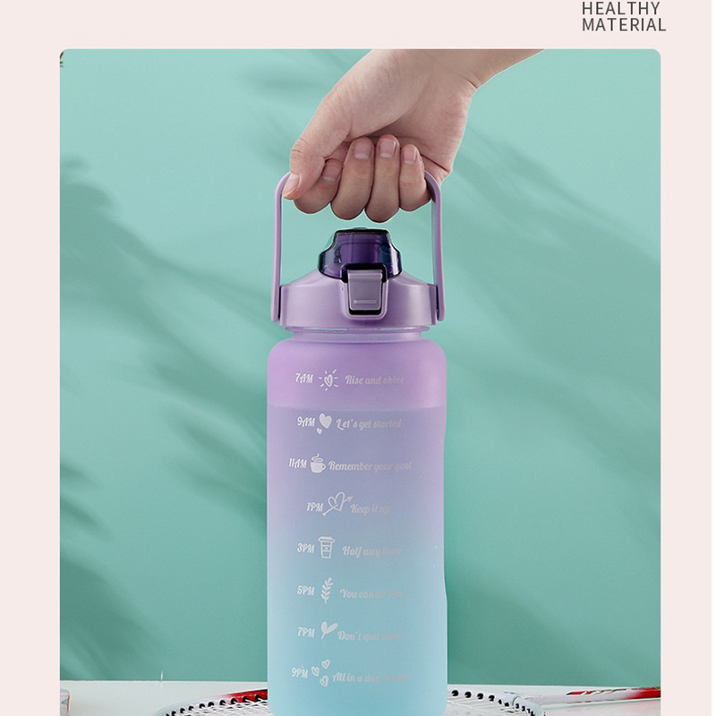 زجاجات مياه 3 قطع للجيم والمدرسة والعمل مقسمه بالوقت وبكلمات تحفيزية للشرب