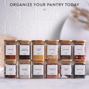 طقم توابل زجاجي 12 قطعة بحامل شكل سلم واستيكر باسماء البهارات 48 قطعة