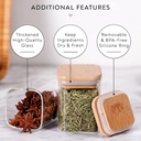 طقم توابل زجاجي 12 قطعة بحامل شكل سلم واستيكر باسماء البهارات 48 قطعة