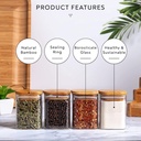 طقم توابل زجاجي 12 قطعة بحامل شكل سلم واستيكر باسماء البهارات 48 قطعة