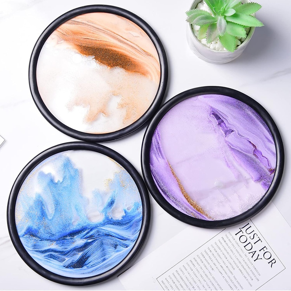 لوحة فنية للرمال المتحركة ثري دي من الزجاج بقاعدة بلاستيك للمساعدة علي الأسترخاء وتجديد الديكور