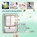 مروحة ومبرد هواء ميني محمول بخزان مياه و 3 سرعات واضاءة ليلية بوصلة يو اس بي للتغلب علي حر الصيف وقطع الكهرباء