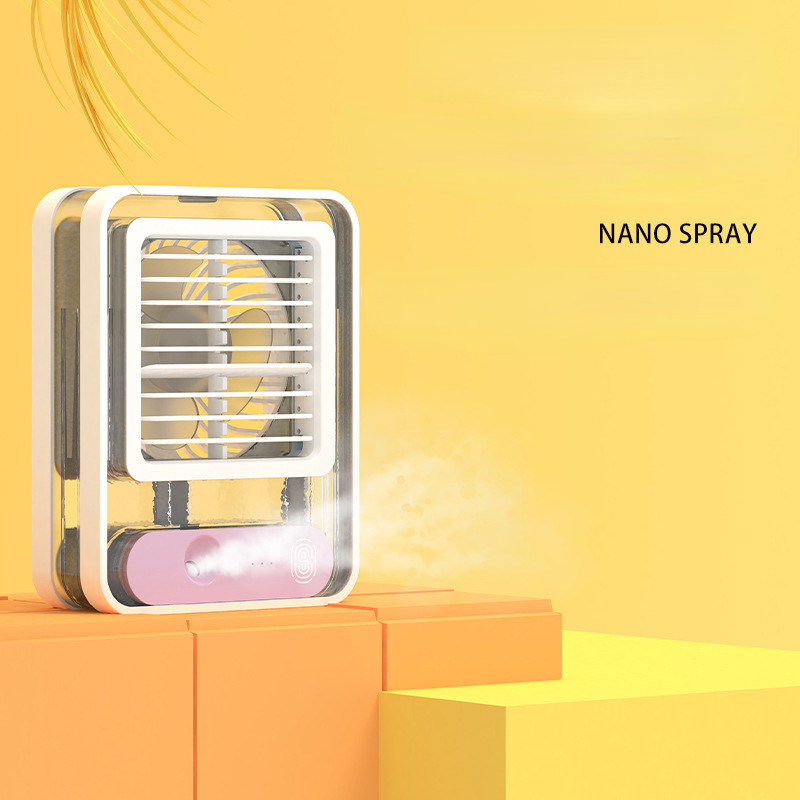 مروحة ومبرد هواء ميني محمول بخزان مياه و 3 سرعات واضاءة ليلية بوصلة يو اس بي للتغلب علي حر الصيف وقطع الكهرباء
