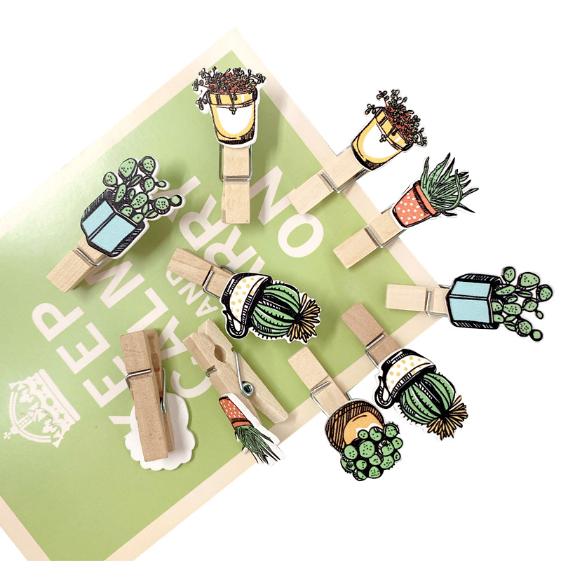 طقم 10 مشابك صور خشبي بأشكال مختلفة لتزين الحائط والمنزل بالصور المفضلة وتجديد الديكور