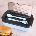 لانش بوكس بلاستيك صحي امن علي الصحة قابل لدخول الميكرويف بغطاء محكم الغلق ومعالق