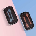 لانش بوكس بلاستيك صحي امن علي الصحة قابل لدخول الميكرويف بغطاء محكم الغلق ومعالق