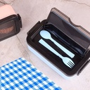 لانش بوكس بلاستيك صحي امن علي الصحة قابل لدخول الميكرويف بغطاء محكم الغلق ومعالق