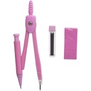 علبة ادوات هندسية 7 قطع تتكون من برجل ومنقلة و2 مثلث واستيكة لدراسة الرياضيات