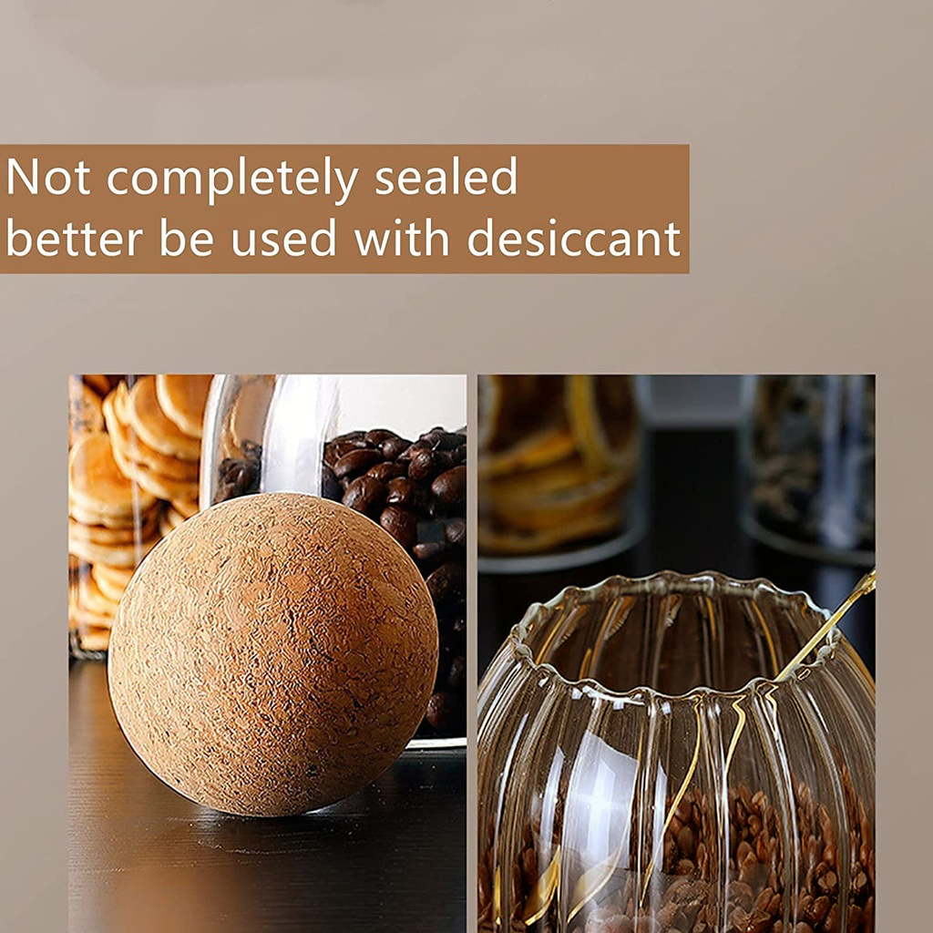 طقم برطمانات زجاج 3 قطع باحجام مختلفة وغطاء كروي لحفظ وتخزين الحبوب والبقوليات والتوابل