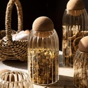 طقم برطمانات زجاج 3 قطع باحجام مختلفة وغطاء كروي لحفظ وتخزين الحبوب والبقوليات والتوابل