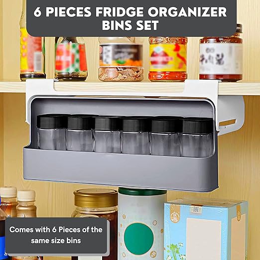 منظم توابل يعلق اسفل الرفوف ودرف المطبخ 6 برطمانات بنظامين رش بلزق دبل فيس قوي