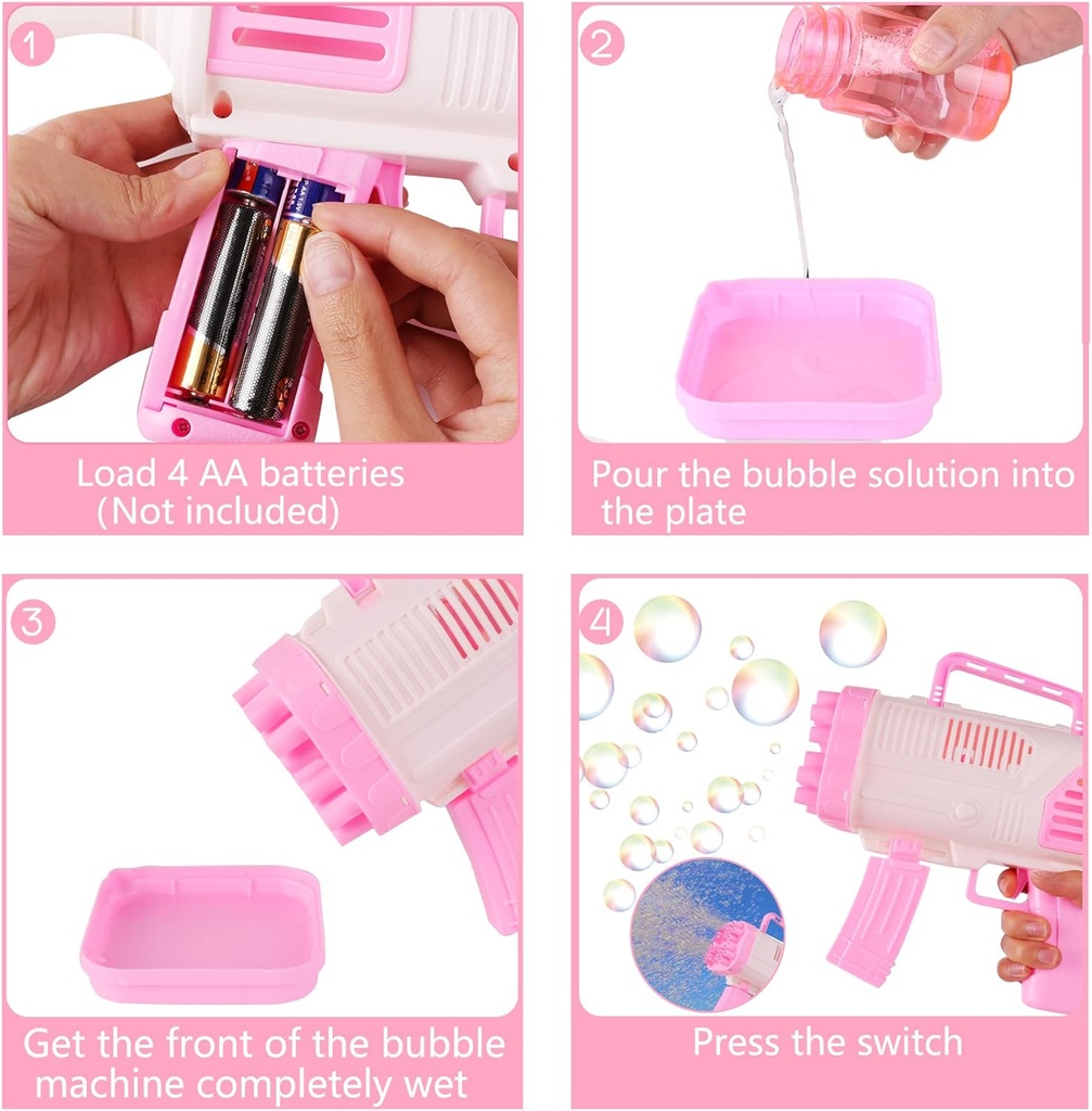 مسدس فقاعات صابون 24 فتحة للعب والتسلية والضحك للكبار والصغار