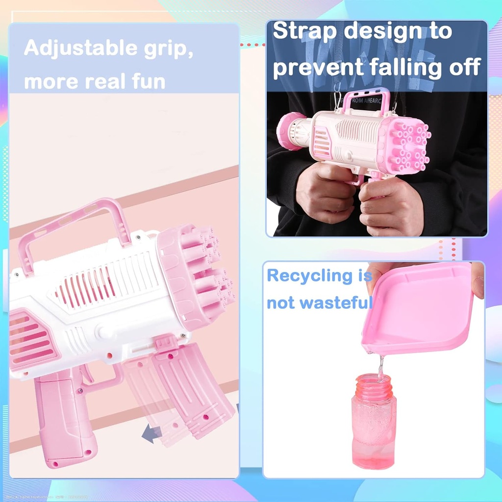 مسدس فقاعات صابون 24 فتحة للعب والتسلية والضحك للكبار والصغار