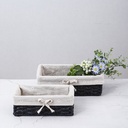 طقم باسكت خوص مستطيل قطعتين بمقاسات مختلفة لحمل وتنظيم ادوات الميكب والعناية بالشعر والبشرة