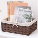 طقم باسكت خوص مستطيل قطعتين بمقاسات مختلفة لحمل وتنظيم ادوات الميكب والعناية بالشعر والبشرة