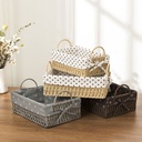 طقم باسكت خوص مستطيل قطعتين بمقاسات مختلفة لحمل وتنظيم ادوات الميكب والعناية بالشعر والبشرة بيد