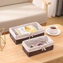 طقم باسكت خوص مستطيل قطعتين بمقاسات مختلفة لحمل وتنظيم ادوات الميكب والعناية بالشعر والبشرة