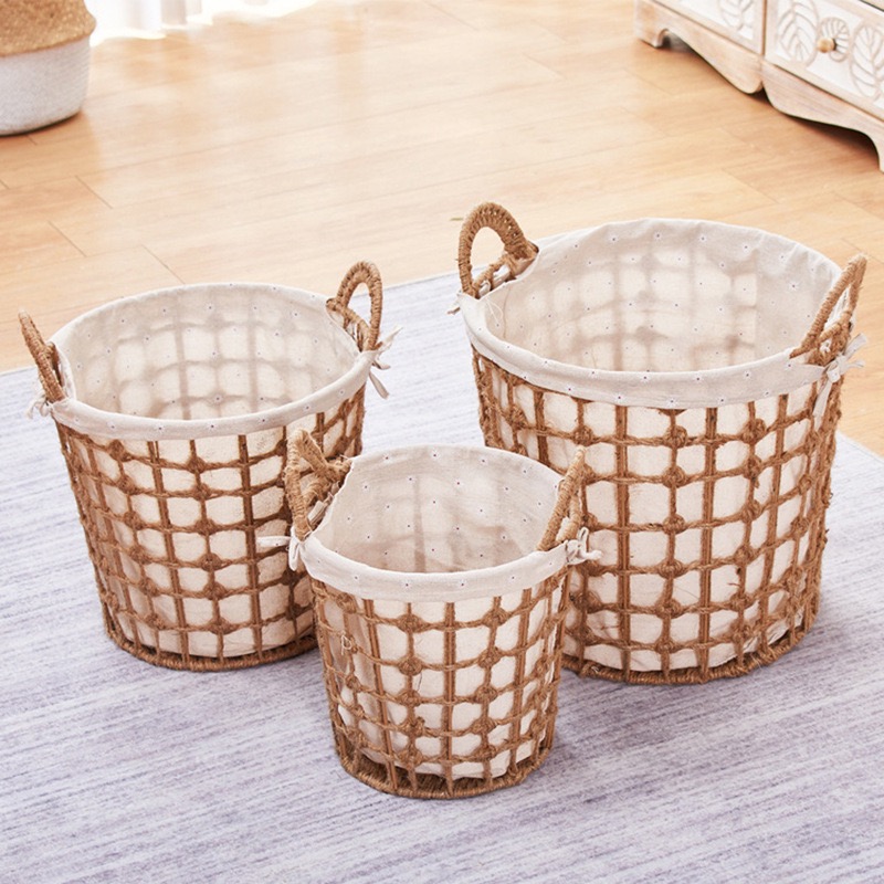 ka1340 طقم باسكت غسيل خوص مدور