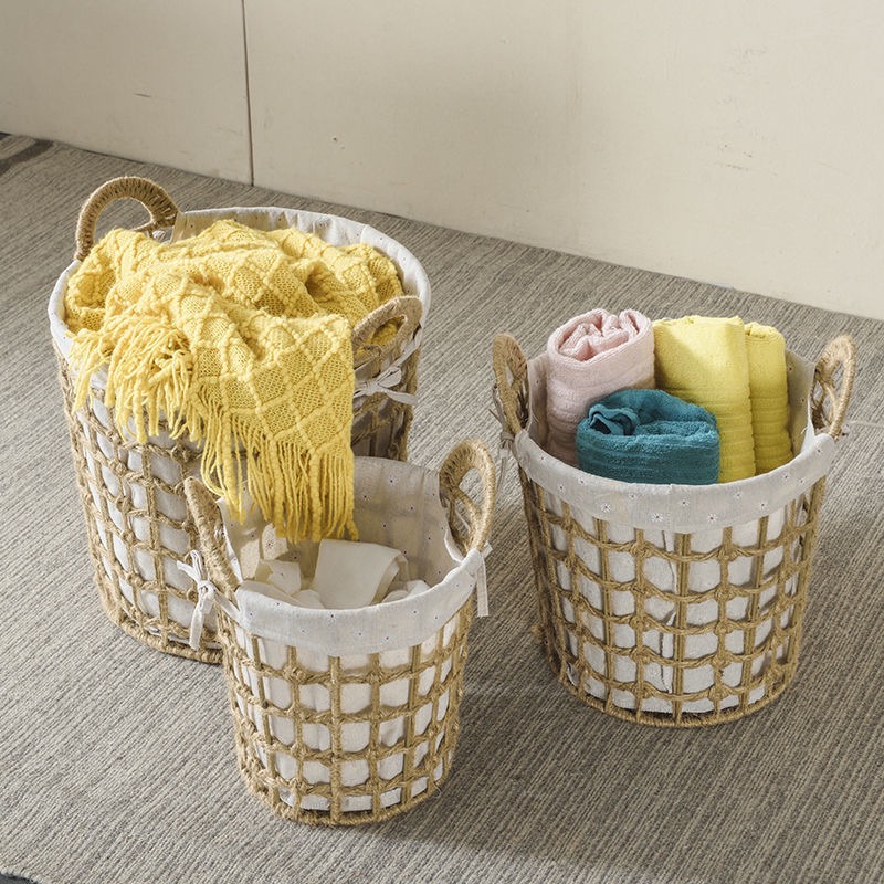 ka1340 طقم باسكت غسيل خوص مدور