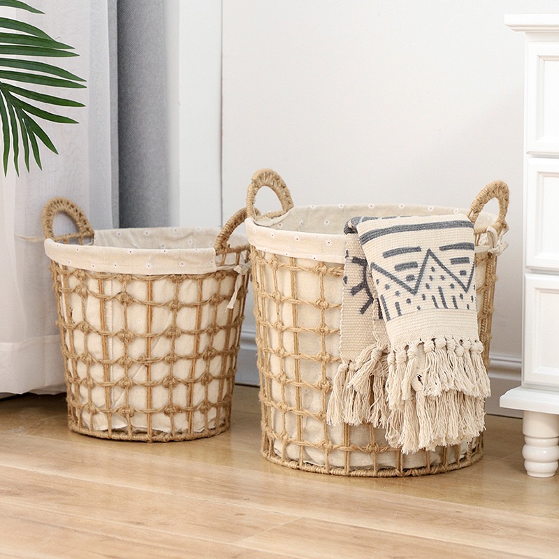 ka1340 طقم باسكت غسيل خوص مدور