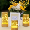 طقم شمع زجاجي 3 قطع مقاسات مختلفة مضئ بدون لهب يعمل بالبطاريات لتجديد الديكور