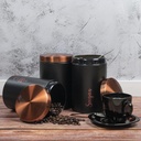 طقم برطمانات معدني 3 قطع بغطاء دهبي لتخزين الشاي والسكر والقهوة