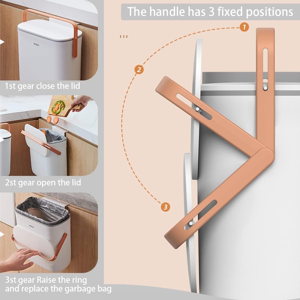باسكت قمامة يعلق علي درف المطبخ بلزق دبل فيس بغطاء ويد من ايكوكو