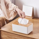 علبة لحمل وتنظيم المناديل بجزء حامل للموبايل بغطاء خشبي شيك لغرف النوم والمعيشة والمكتب