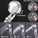 سماعة دش قوية محمولة عالية الضغط لتوفير المياه مع بخاخ دش بثلاث اوضاع يتم التبديل بينهم وعصا قطنية للتصفية الدقيقةة