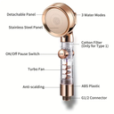 سماعة دش قوية محمولة عالية الضغط لتوفير المياه مع بخاخ دش بثلاث اوضاع يتم التبديل بينهم وعصا قطنية للتصفية الدقيقةة