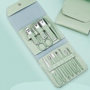 طقم باديكير 12 قطعة بمحفظة جلد للعناية بأظافر اليد والقدم