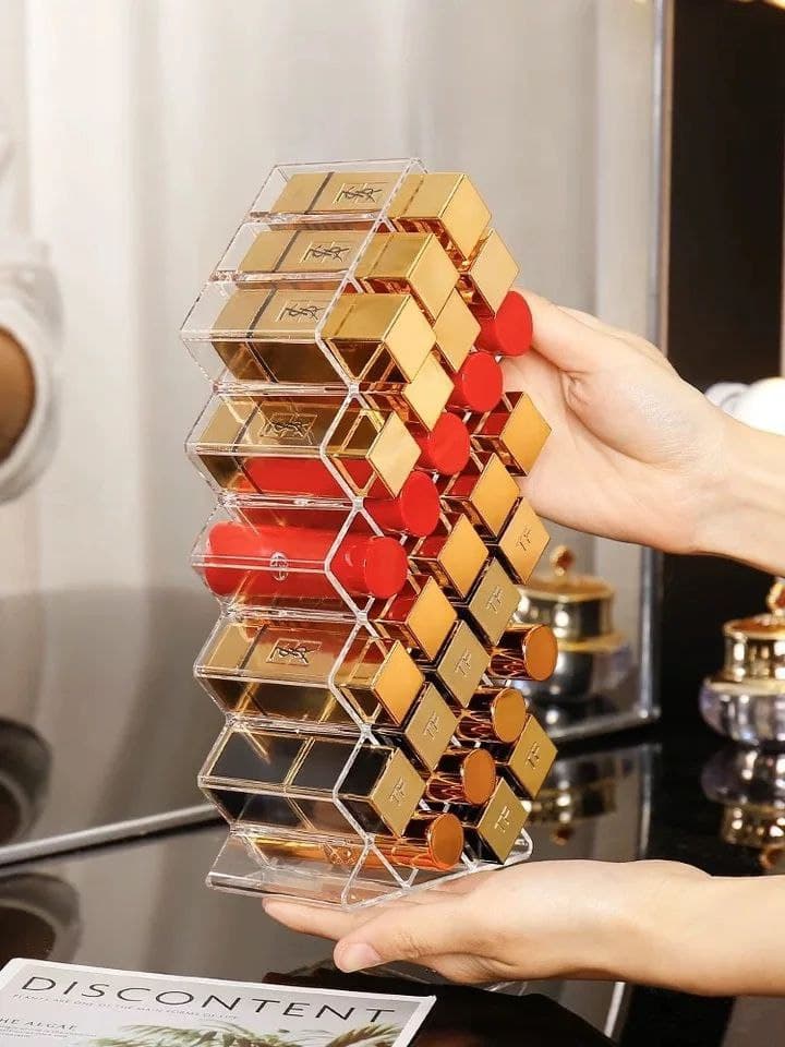 منظم أقلام الروج الأنيق من الأكلريك الصافي يحمل 28 قلم