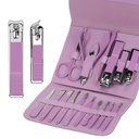 طقم باديكير 16 قطعة بمحفظة جلد للعناية بأظافر اليد والقدم