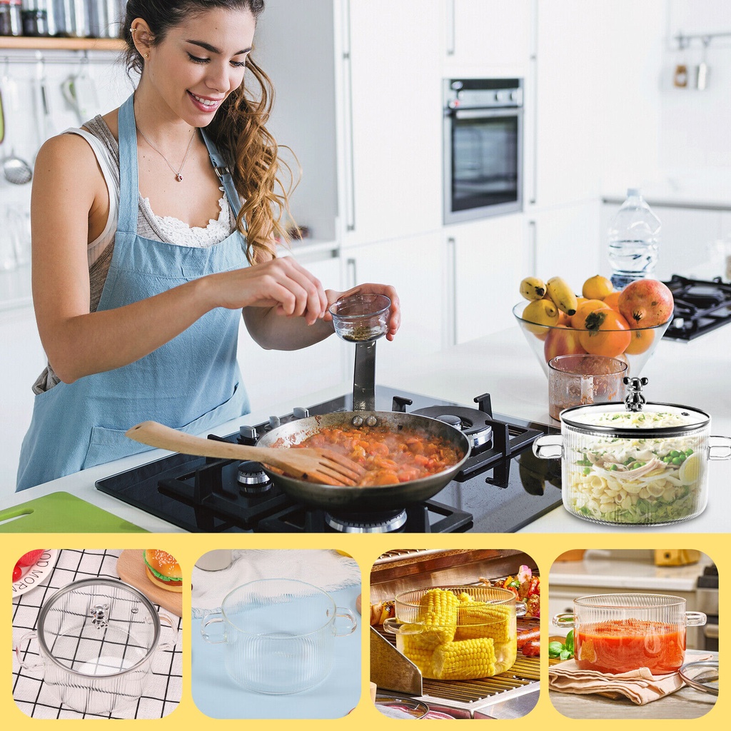 حلة بايركس حراري بيد وغطاء شفاف شكل دبدوب للوجبات الخفيفة زي الاندومي  وكمان لحفظ الطعام و غلي اللبن مش هتقدر تستغني عنها