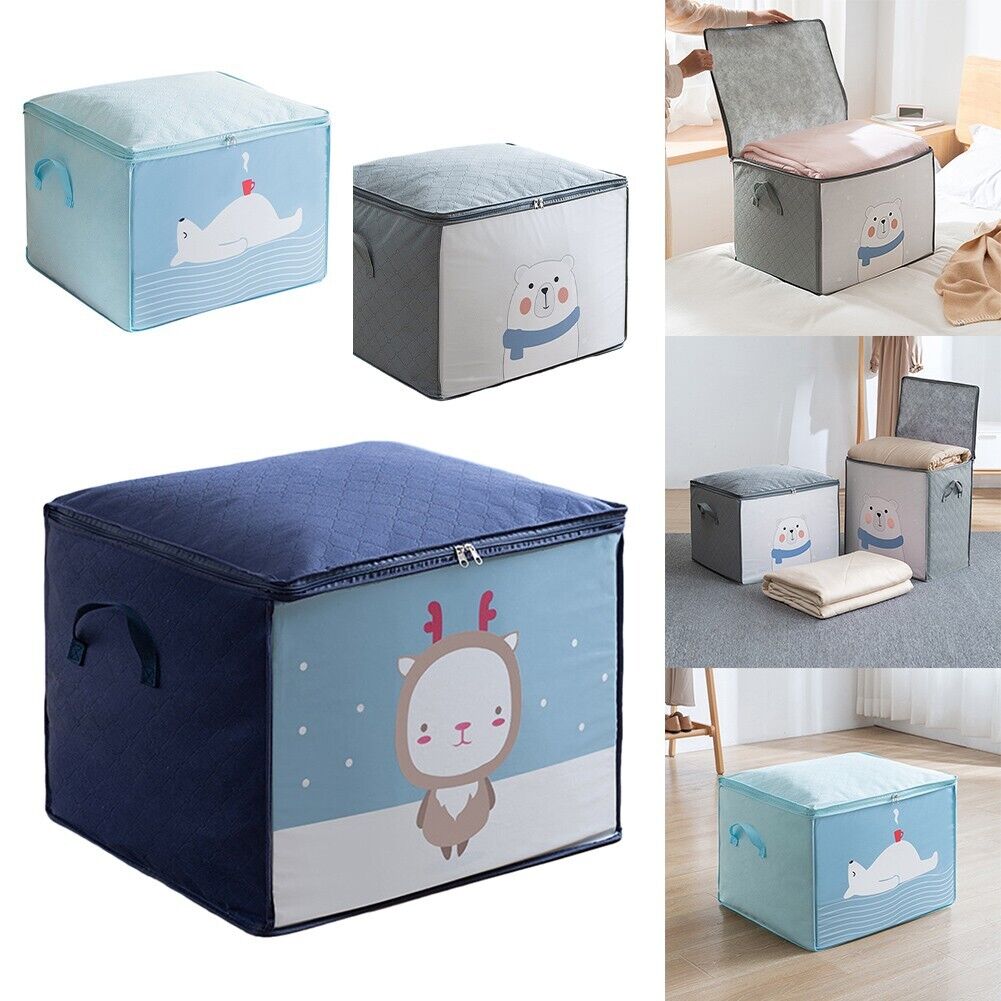 شنطة تخزين ملابس كبيرة مطبوعة باشكال كرتونية مختلفة باتنين يد لسهولة الحمل والتنقل متعددة الاستخدامات ا