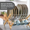 مطبقية خشب في استانليس ستيل 2 رف لتجفيف وحمل الاطباق والاواني والاكواب