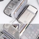 شنطة ووتر بروف لتخزين وتنظيم الاسلاك والكابلات والمواد الالكترونية طبقتين مقسمين من الداخل للسفر والتنقل