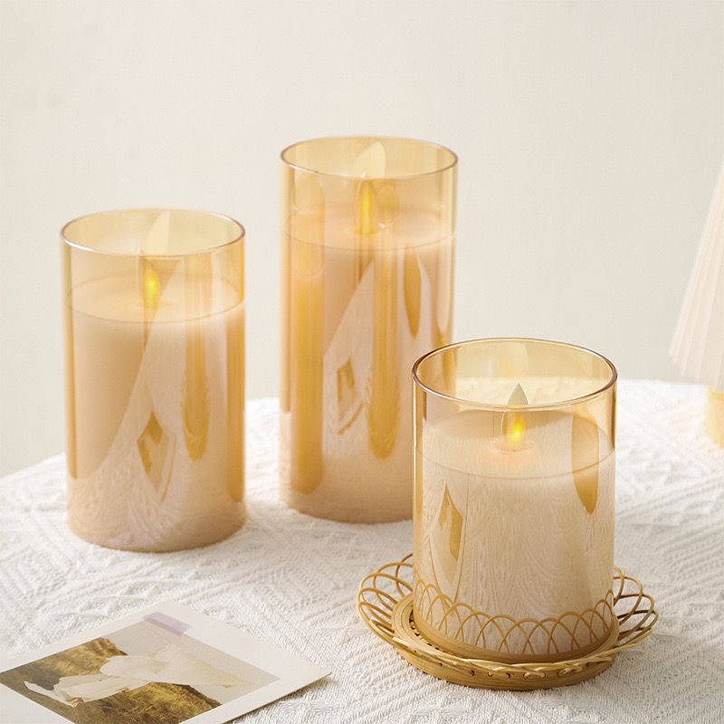 شمعة زجاجية بدون لهب لتجديد ديكور المنزل بدون تكاليف تعمل بالحجارة