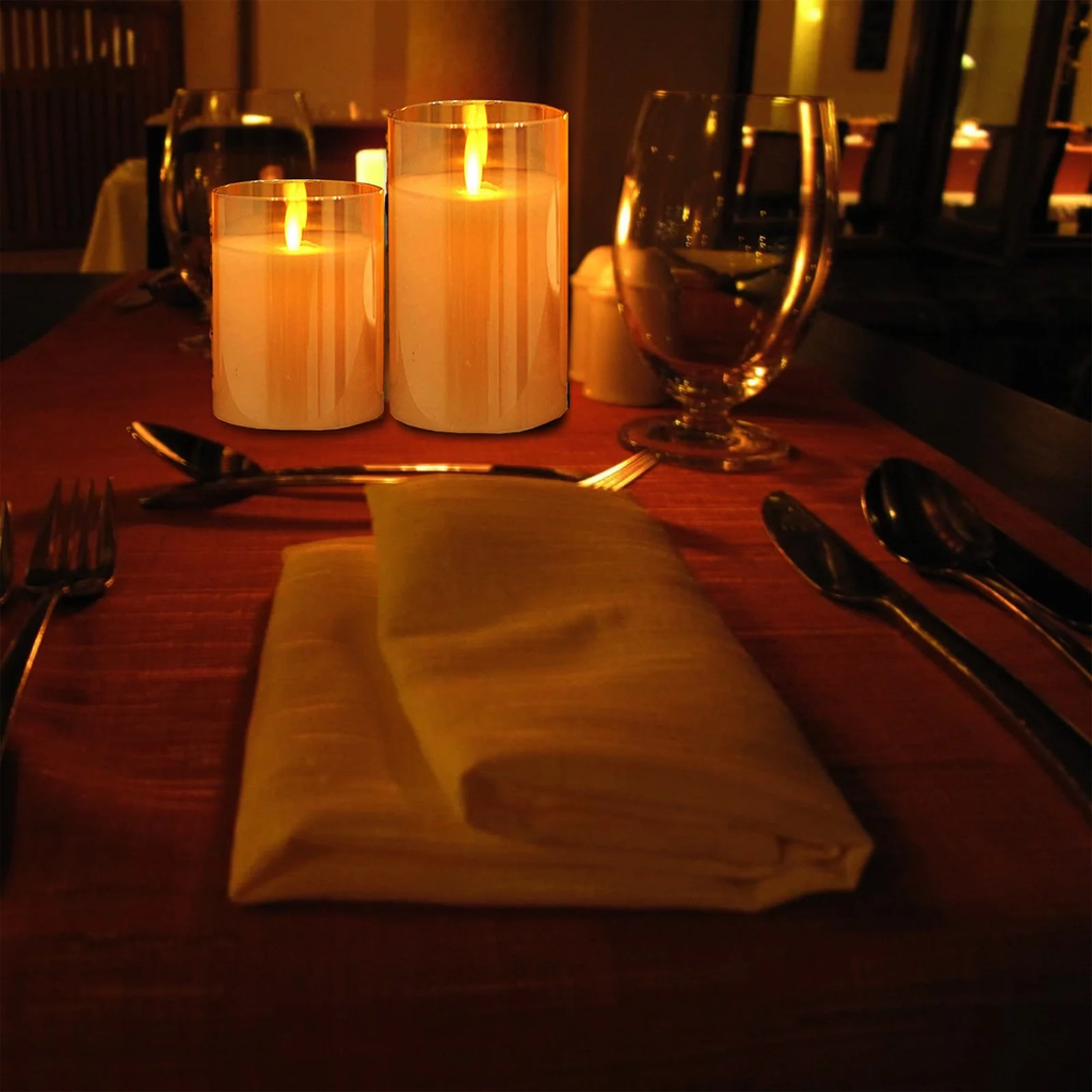 شمعة زجاجية بدون لهب لتجديد ديكور المنزل بدون تكاليف تعمل بالحجارة