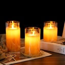 شمعة ليد مضيئة بدون لهب لتجديد ديكور المنزل من الزجاج