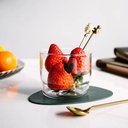 كوب بايركس  زجاجي شفاف برسمة قلب  لشرب وتقديم العصائر واللاتية والزبادي وغيرة كتير