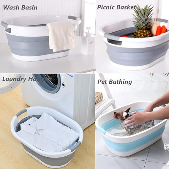 باسكت غسيل سيليكون قابل للطي و مضاده للانزلاق  38 لترو يد لسهوله الحمل