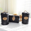 طقم تخزين 3 قطع بغطاء للشاي والقهوة والسكر نفس المقاس بسعة 500 مل