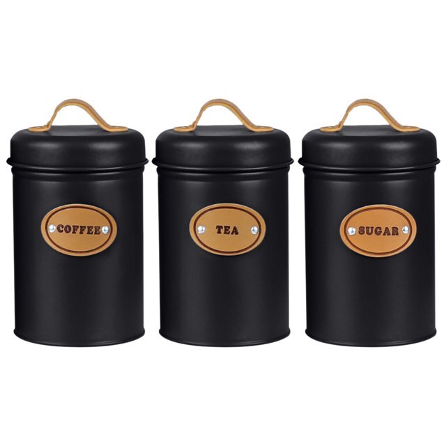 طقم تخزين 3 قطع بغطاء للشاي والقهوة والسكر نفس المقاس بسعة 500 مل