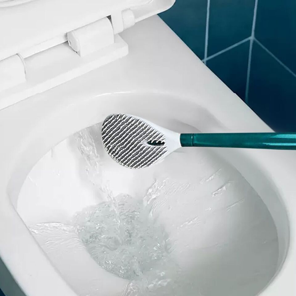 فرشة تواليت سيليكون مزودة بخزان لسائل التنظيف ويمكن  تعليقها علي الحائط