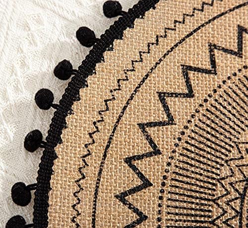 كوستر خيش دائري للسفرة والمطبخ مطبوع برسومات مختلفة باللون الابيض والاسود