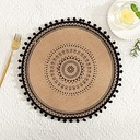 كوستر خيش دائري للسفرة والمطبخ مطبوع برسومات مختلفة باللون الابيض والاسود