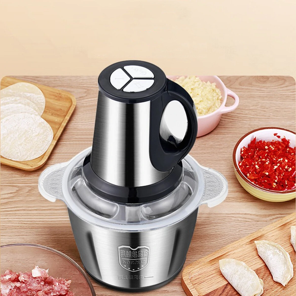 كبة استانليس ستيل 5 لتر لفرم اللحوم والثوم والبصل والخضروات  ب 3 سرعات مختلفة 250 واط