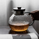 براد بايركس زجاج منقرش بغطاء خشبي ومصفاة للشاي والأعشاب