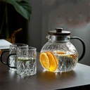 براد بايركس زجاج منقرش بغطاء خشبي ومصفاة للشاي والأعشاب